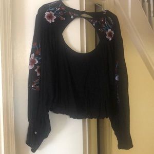 Black, long-sleeve, bubble hem Free people top